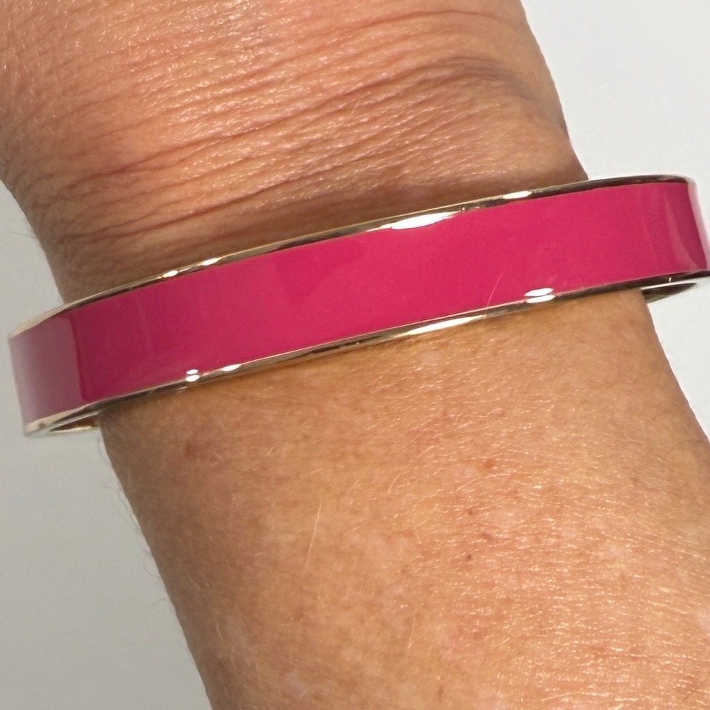 C. Wonder Bangle Bracelet Women's Pink Gold Tone Enamel Preppy Chic Jewelry - Picture 7 of 8